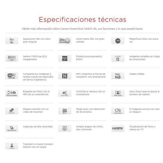 Cámara fotos Canon PowerShot SX610 HS