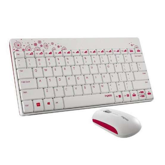 Teclado y ratón inalámbrico Rapoo Blanco-Rosa