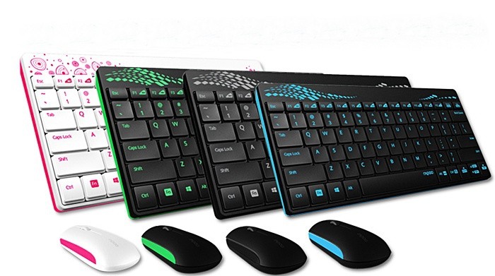 Teclado y ratón Rapoo 8000BR | teclado con raton rapoo blanco rosa