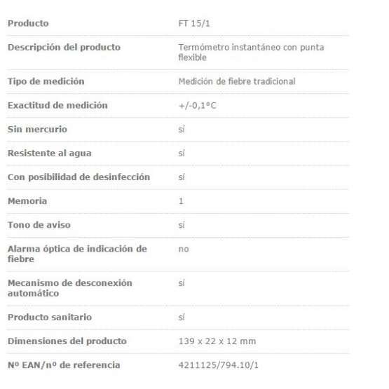 Termómetro Beurer FT15